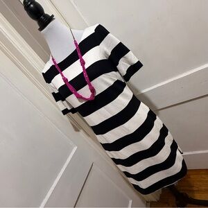 Eliza J Black and White Dress with Hot Pink Zipper